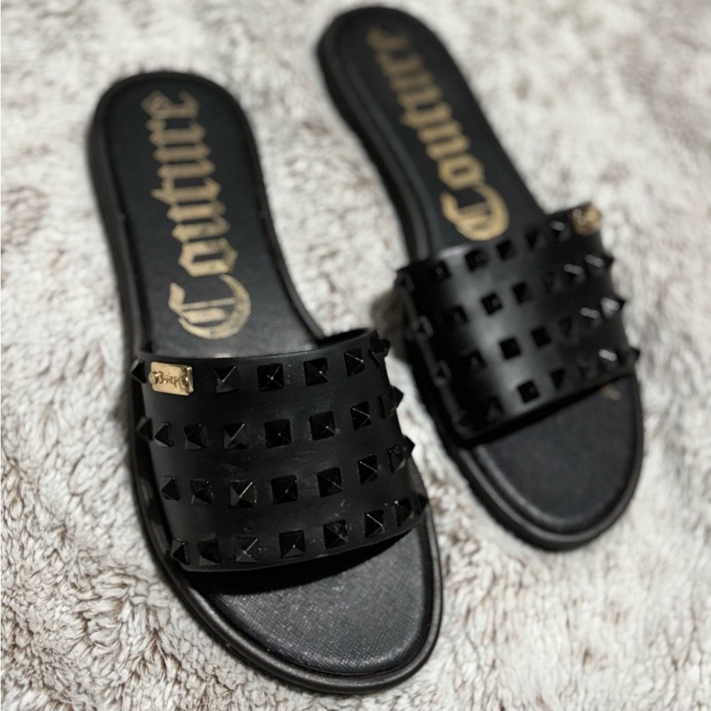 Black Studded Slide Sandals